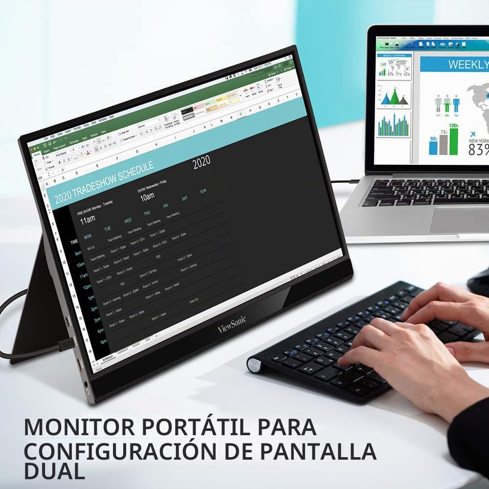 ViewSonic VG1655 - Monitor portátil de 15.6 pulgadas 1080p con USB...