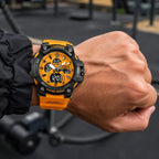 FANMIS Reloj deportivo analógico digital para hombre, color dorado transparente, resistente al agua, de 164 ft, con retroiluminación LED, cronómetro, alarma, reloj casual para hombre