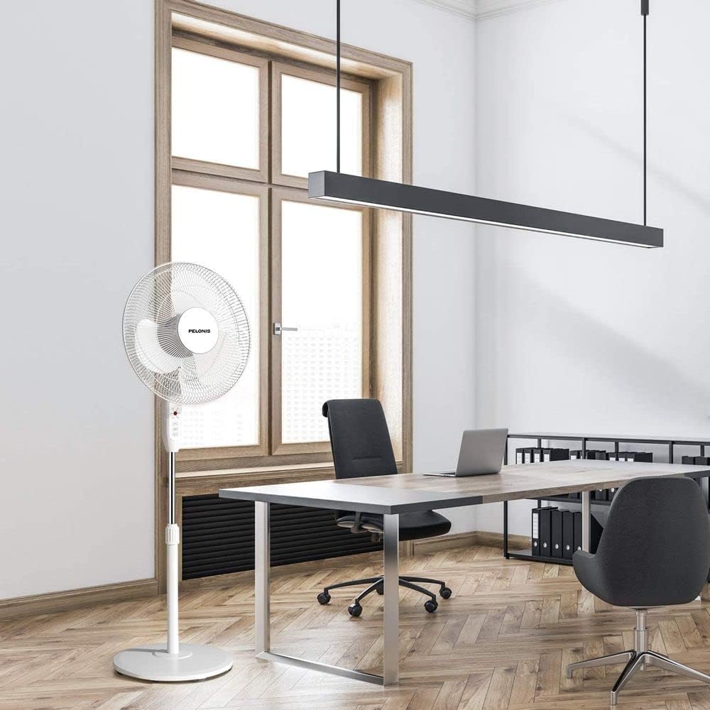 PELONIS Ventilador de pedestal oscilante ajustable de 16" con c...