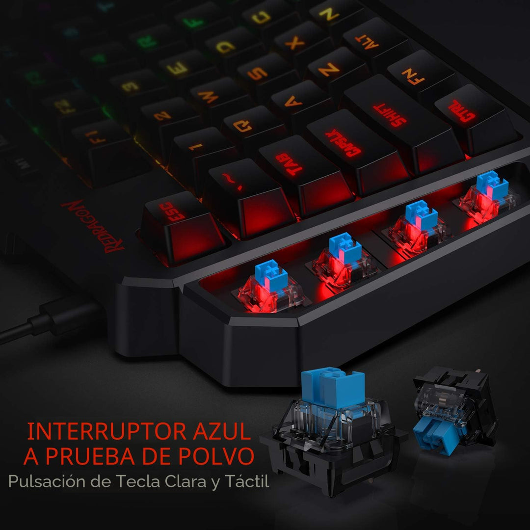 Redragon K585 DITI Teclado mecánico RGB con una sola mano con cable...