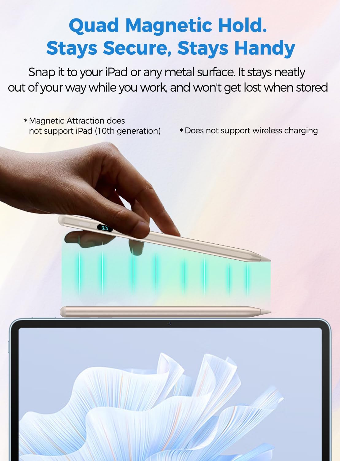 Lápiz óptico para iPad 2026-2018, magnético, rechazo de palma y carga