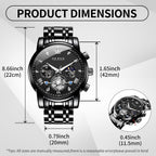 OLEVS Relojes para hombre de lujo de acero inoxidable grande analógico cuarzo impermeable