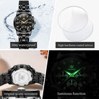 OLEVS Relojes para mujeres de negocios, con diamante, pulsera de acero inoxidable, fecha, impermeable, tono bicolor para mujer