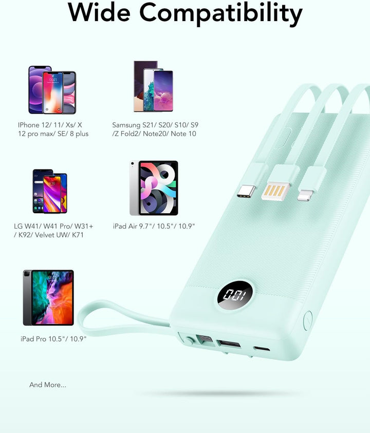 VRURC Cargador portátil de 20000mAh, Batería externa de carga rápid...