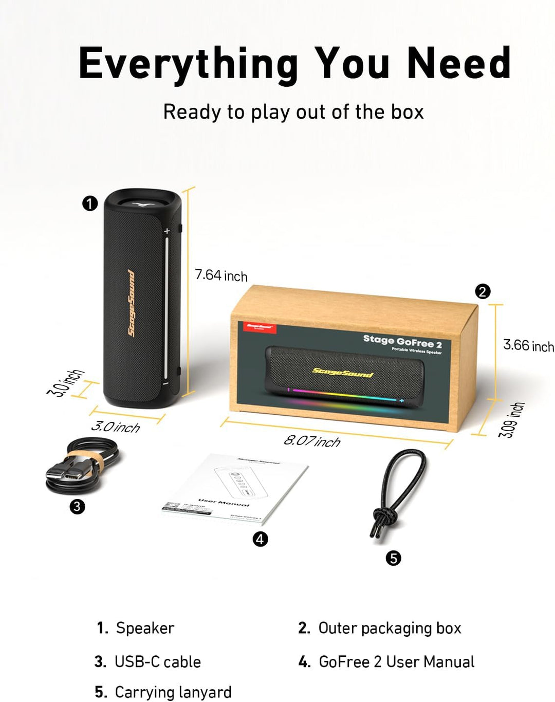Altavoz Bluetooth inalámbrico portátil, altavoz impermeable IP67 pa...