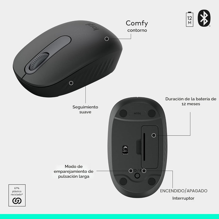 Logitech MK250 Combo de Teclado y Ratón Inalámbrico Bluetooth: Cone...