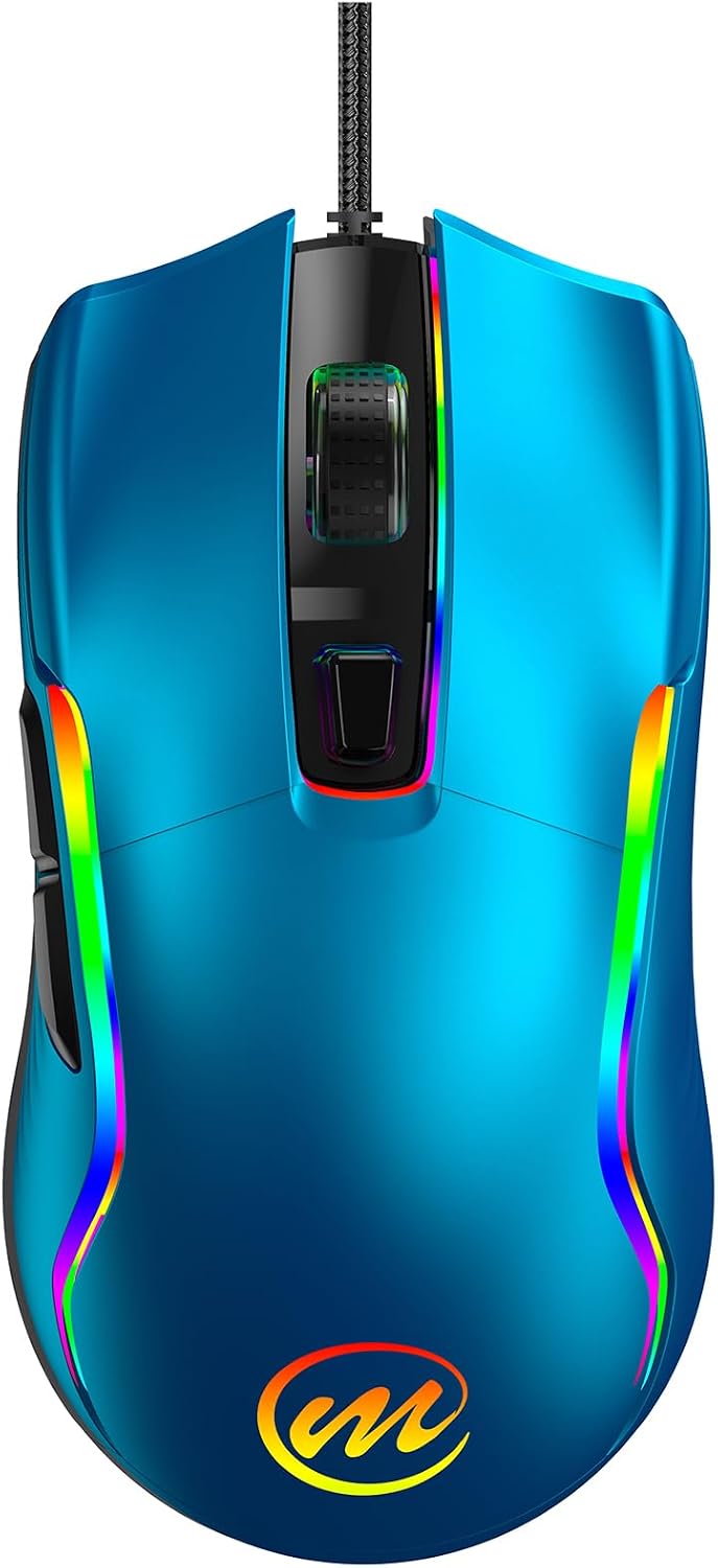 memzuoix Mouse para juegos con cable RGB - 6 DPI ajustables hasta 1...