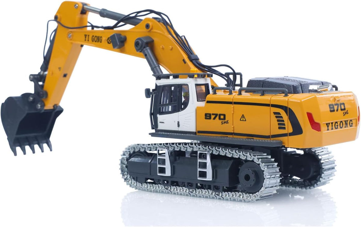 TOUCAN RC Hobby Excavadora RC para adultos 1/50 K970 pistas de cubo de metal versión mejorada Control remoto Construcción Vehículo Luz Sonido RTR batería recargable Estuche de regalo