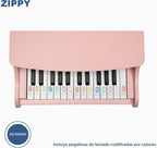 ZIPPY Teclado de piano para niños, piano digital de 25 teclas para niños, mini instrumento educativo musical, juguete de madera para niños y niñas (rosa)