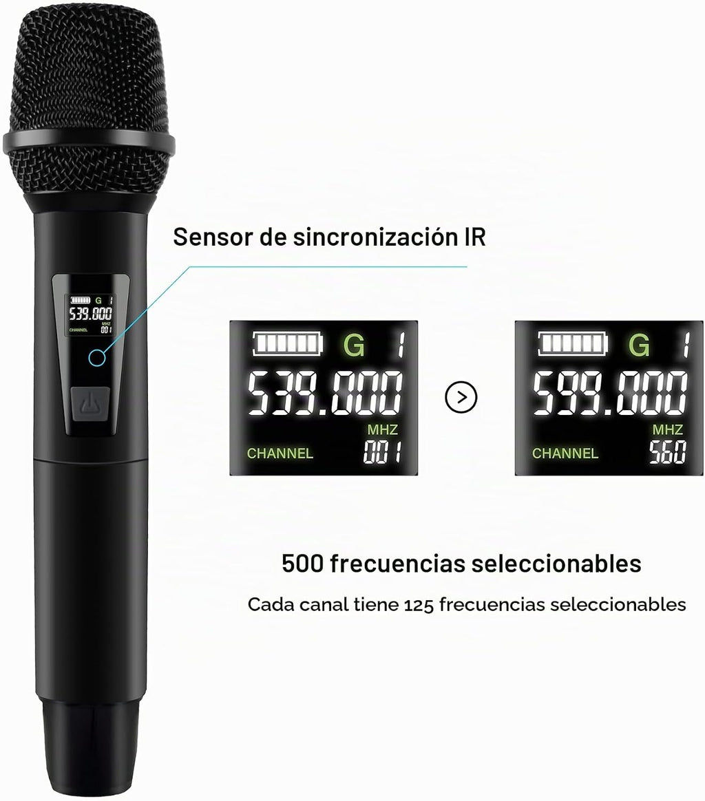 PRORECK UK-4000 UHF Sistema de micrófono inalámbrico de 4 canales con cuatro micrófonos