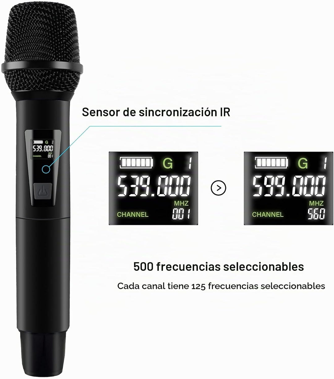 PRORECK UK-4000 UHF Sistema de micrófono inalámbrico de 4 canales c...