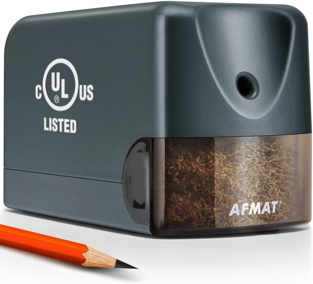 AFMAT - Sacapuntas eléctrico para lápices de colores (0.256 a 0.315 pulgadas, No 2, para aulas
