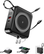 10000mAh para cargador portátil Magsafe Cables integrados y enchufe, Negro