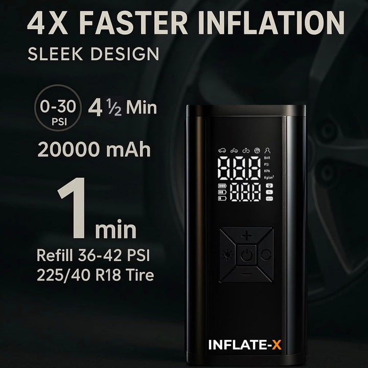 Inflate-X Compresor de aire portátil para inflador de neumáticos, b...