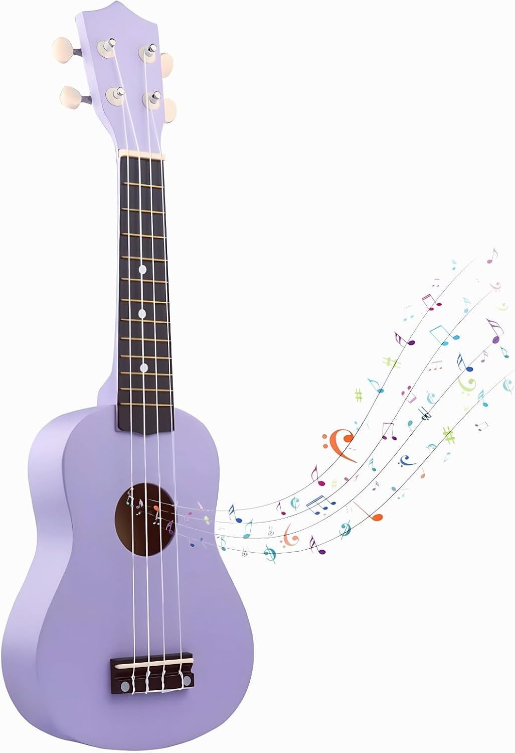 Ukelele de guitarra acústica de fibra de carbono de 21 pulgadas, instrumentos musicales (morado)