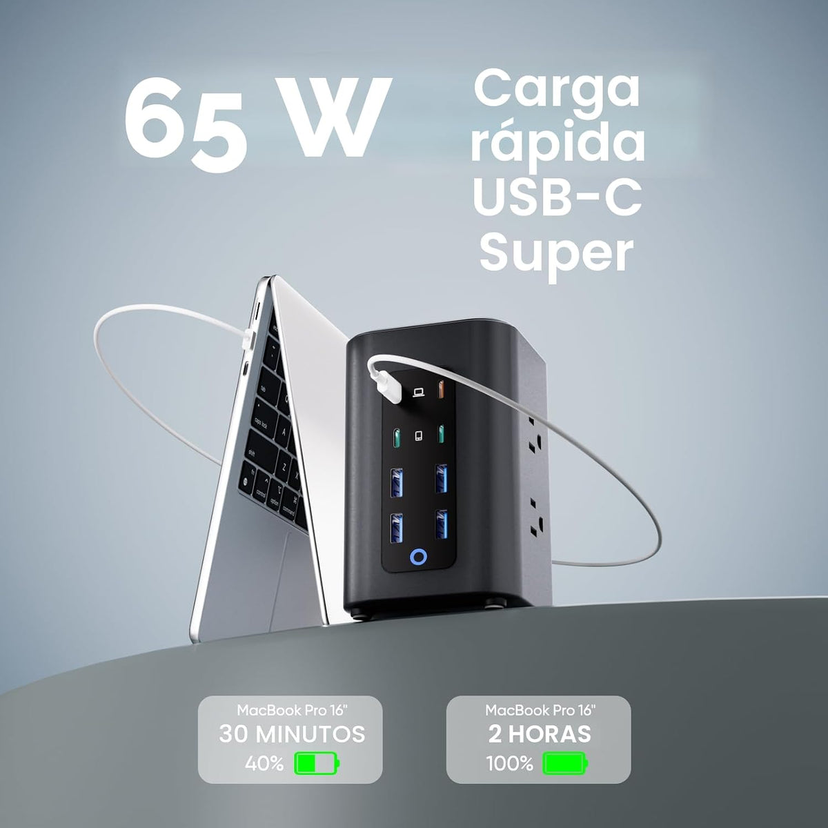 Torre regleta, estación de carga de 230W para múltiples dispositivos