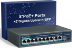 Conmutador PoE Gigabit de 8 puertos, 2 enlaces ascendentes Gigabit