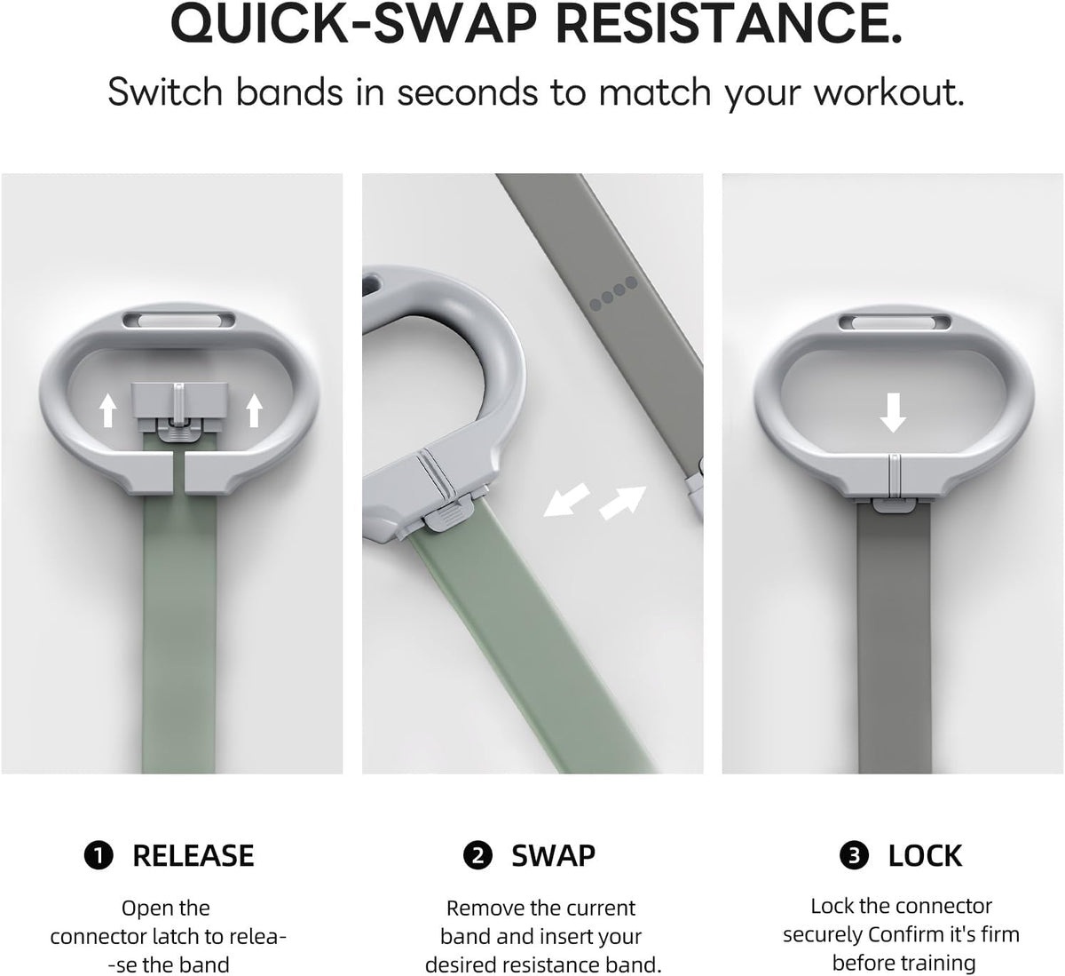 Lexipro Banda de resistencia ajustable para figura 8, 10-25 libras, 4 niveles de resistencia intercambiables con asas ergonómicas, banda de ejercicio de silicona de intercambio rápido para mujeres y