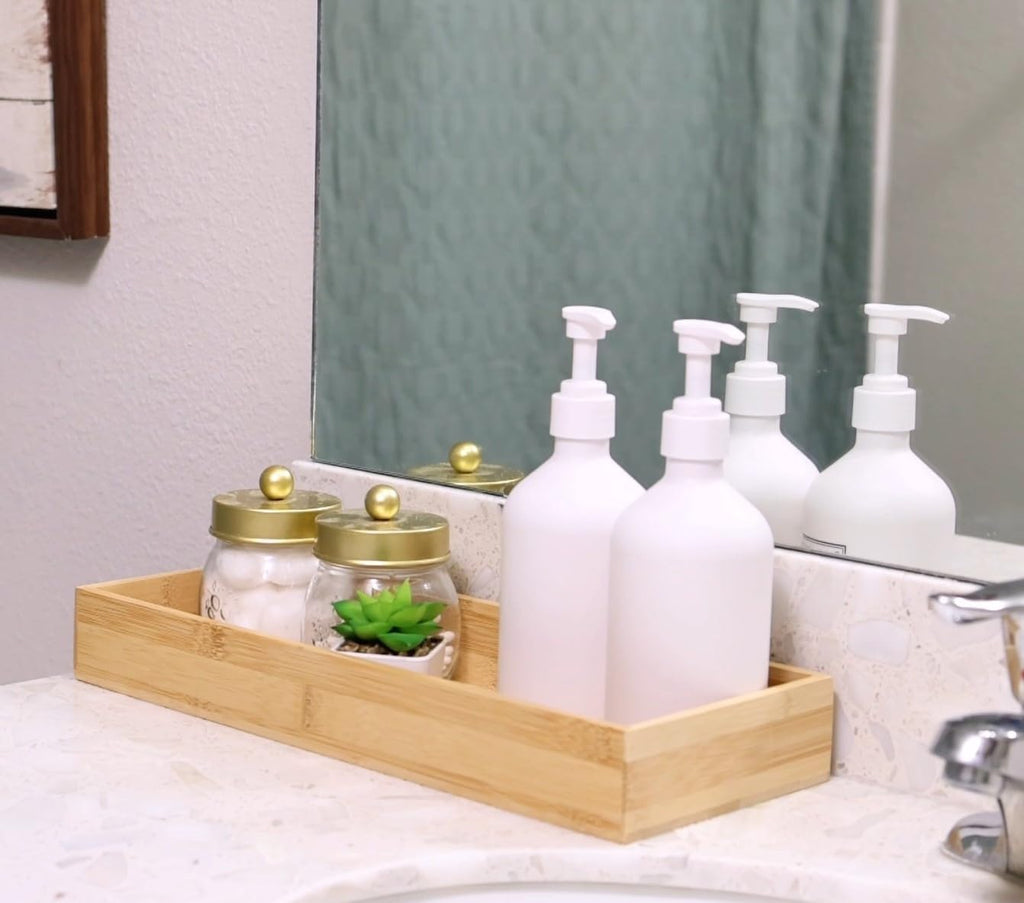 Fabsome Organizador de Cajón de Utensilios de Cocina, Contenedores Organizadores de Cubiertos de Plata de Bambú, Bandejas de Almacenamiento de Contenedores de Madera para Tocador de Baño Cajón de