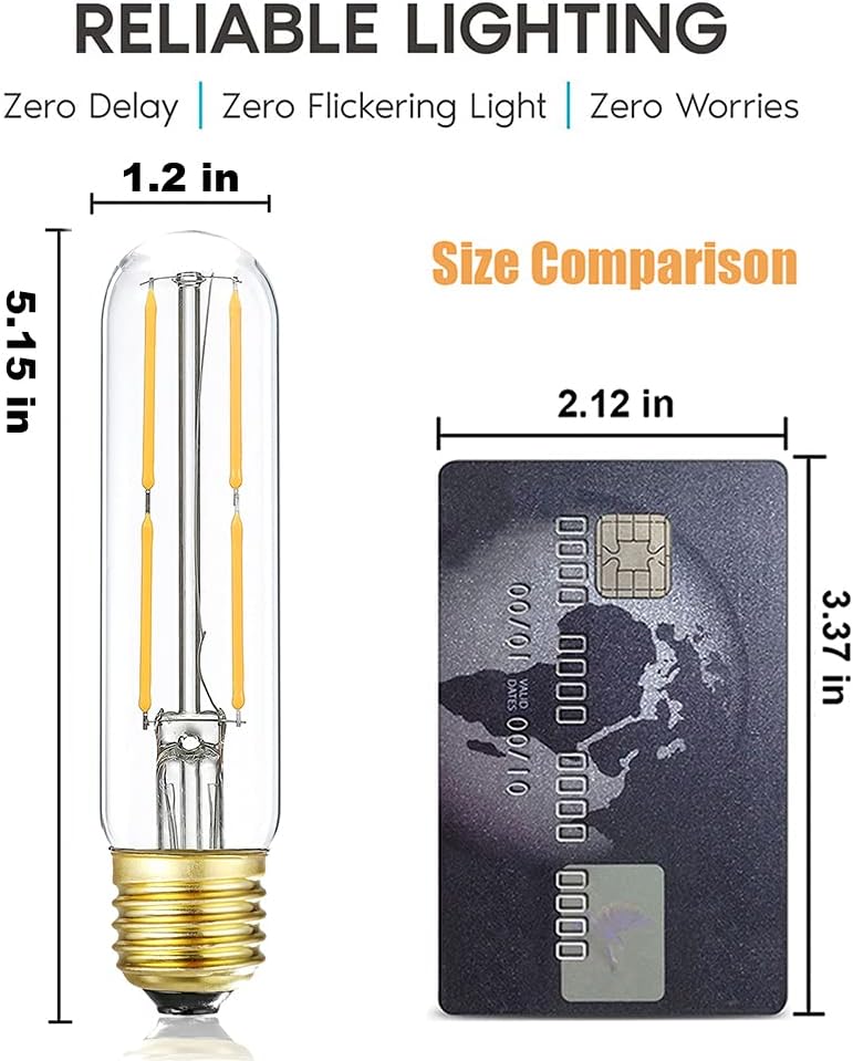 T10 Bombilla LED Regulable Tubular 4W Base E26 Blanco Cálido