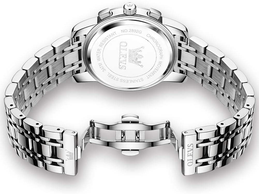 OLEVS Relojes para Hombres de Negocios de Acero Inoxidable, a Prueba de Agua, Estilo Casual Formal