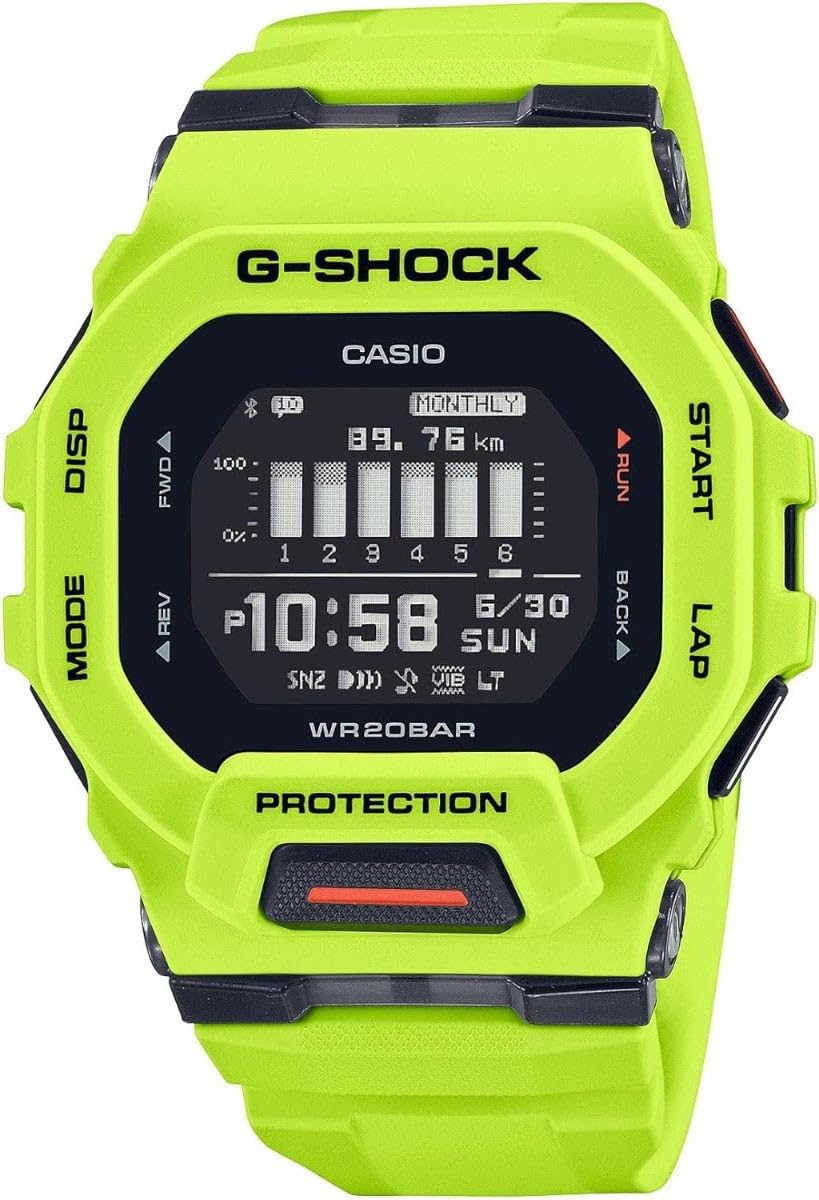 Casio G-Shock G-Squad Move Reloj digital conectado, correa de resina color verde lima GBD200-9