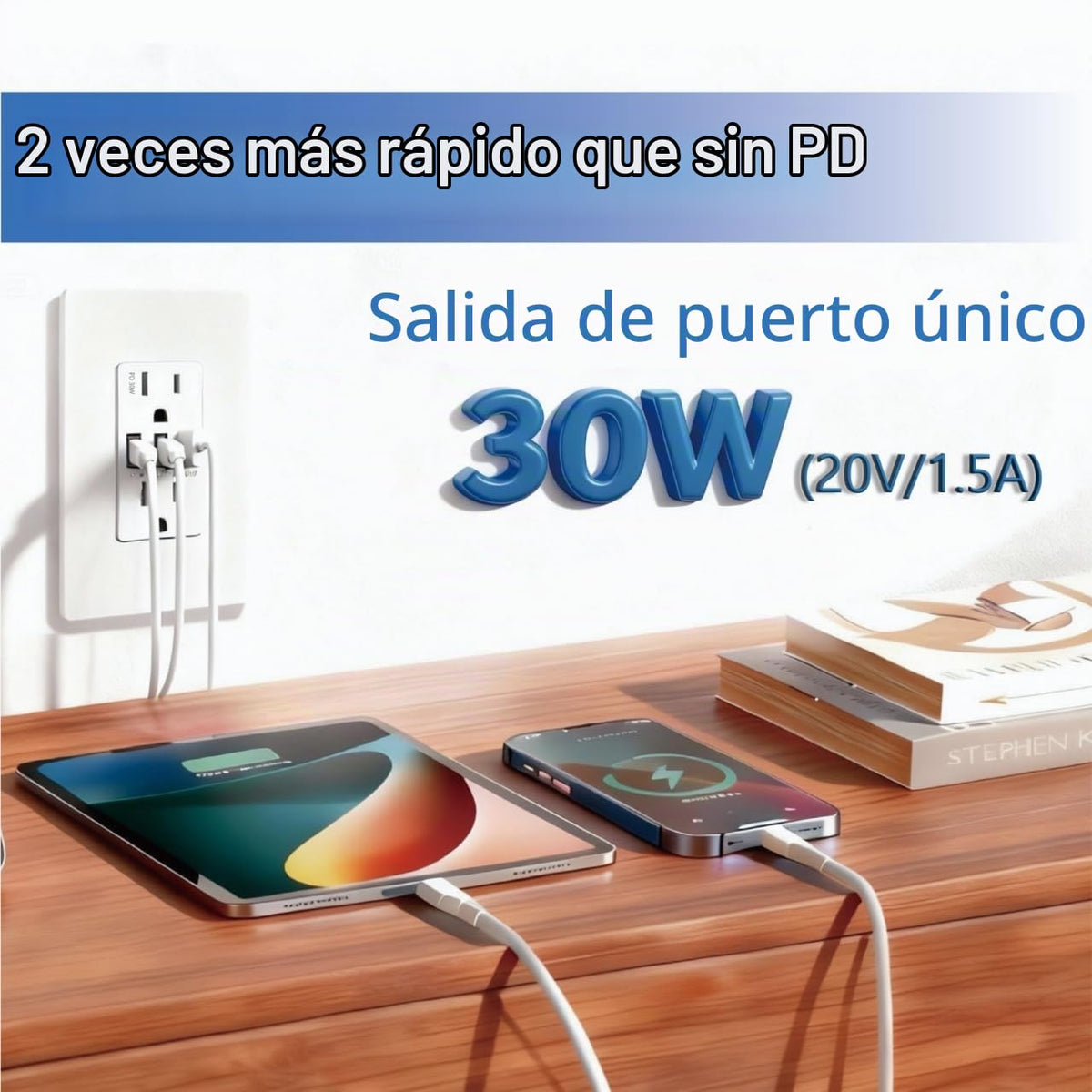 Enchufe de pared USB PD3.0 de 30W, receptáculo resistente a manipulaciones de 15 amperios con 2 puertos USB tipo C y 1 puerto USB tipo A, cargador USB para iPhone/iPad/Samsung/LG/MacBook