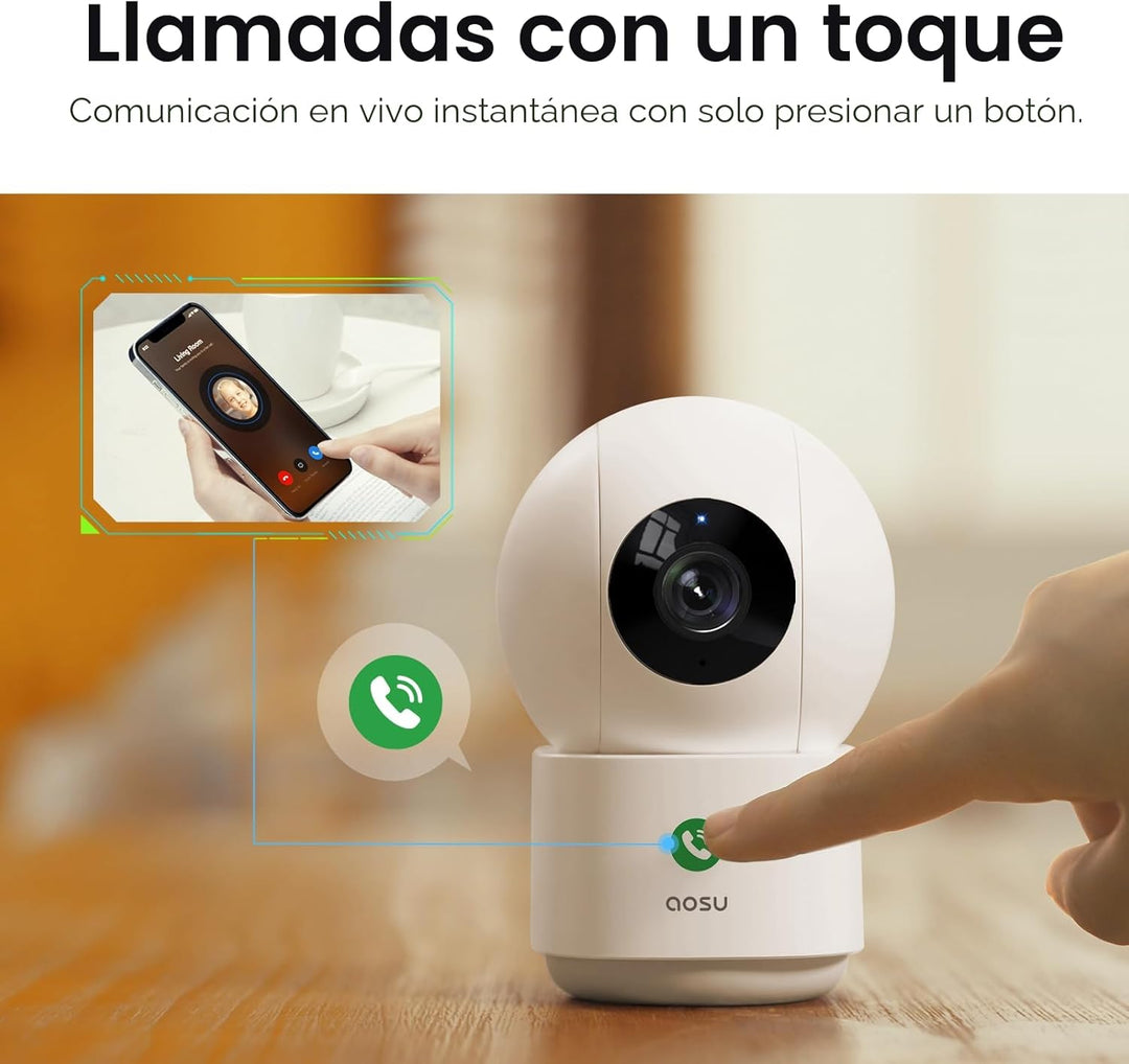 aosu Cámara de seguridad 2K para interiores, monitor de bebé, cámar...