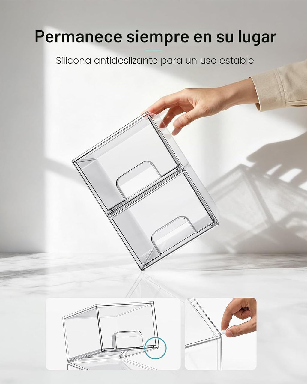 Vtopmart 4 Pack Small Clear Stackable Storage Drawers, Fits Narrow Spaces