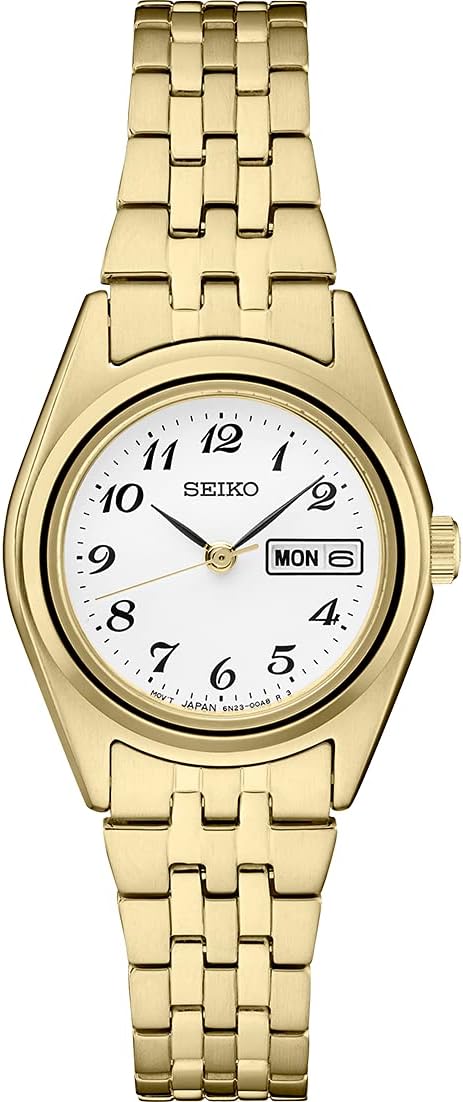 Reloj SEIKO para mujer - Esenciales - Calendario de día/fecha, y caja de acero inoxidable de dos tonos, resistente al agua hasta 100 m