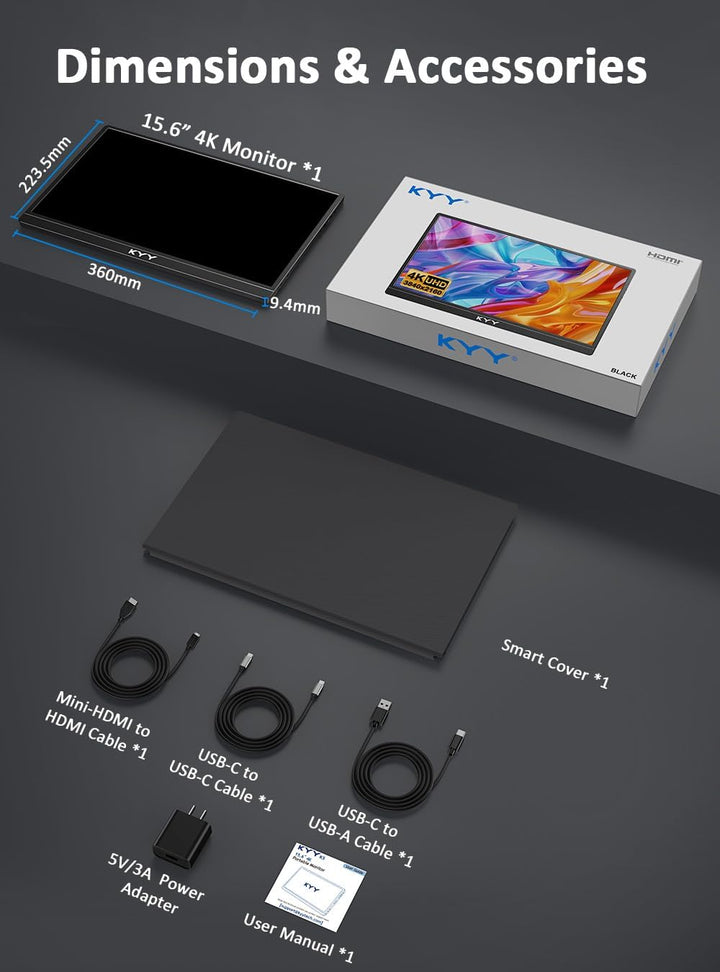 KYY Monitor portátil 4K de 15.6" Monitor portátil para portátil...