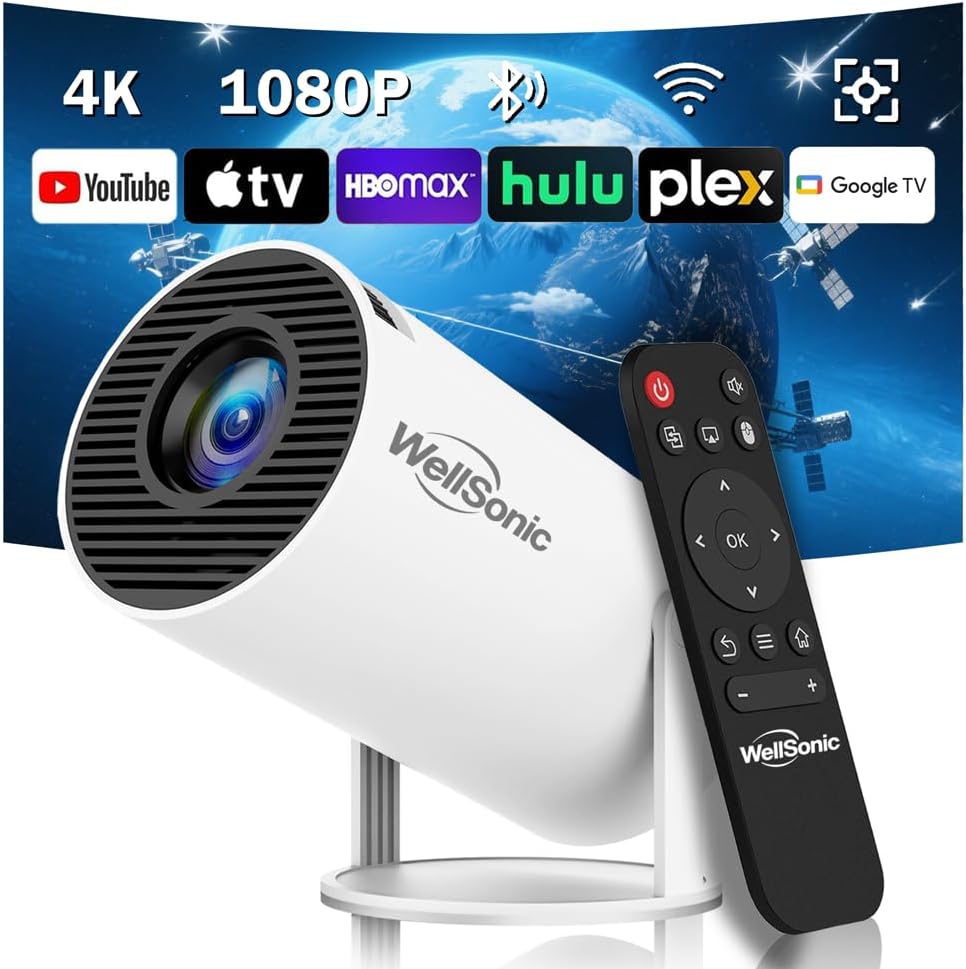 WellSonic Mini proyector compatible con 4K 200 Ansi para