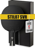 Killerspin Stilo7 SVR - Raqueta de ping pong, raqueta de tenis de mesa de nivel de rendimiento con tecnología de carbono, funda de libro de memoria, color negro