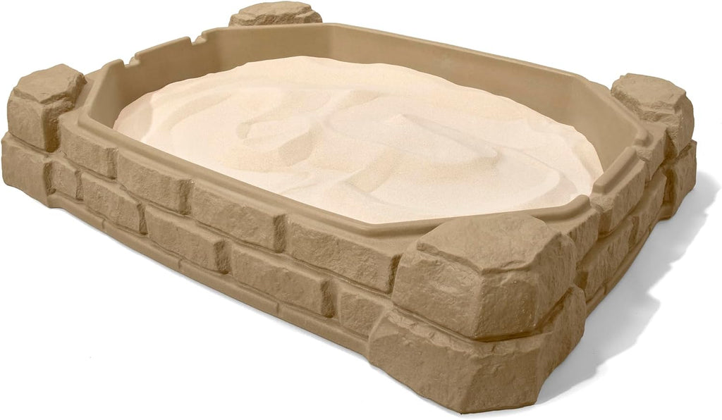 Step2 Caja de arena natural juguetona, mesa sensorial de actividades para niños, juguetes de verano al aire libre, tapa incluida, para niños pequeños de 1 año en adelante