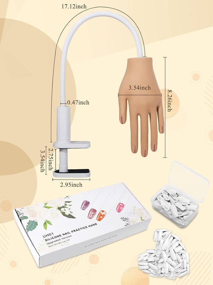 Mano de práctica para uñas acrílicas, uñas que nunca se caen, mano...