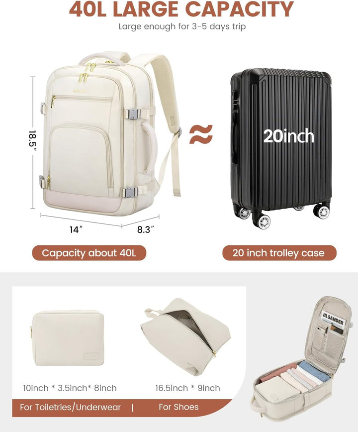 LOVEVOOK Mochila de viaje para mujer y hombre, Beige, Mochilas de v...