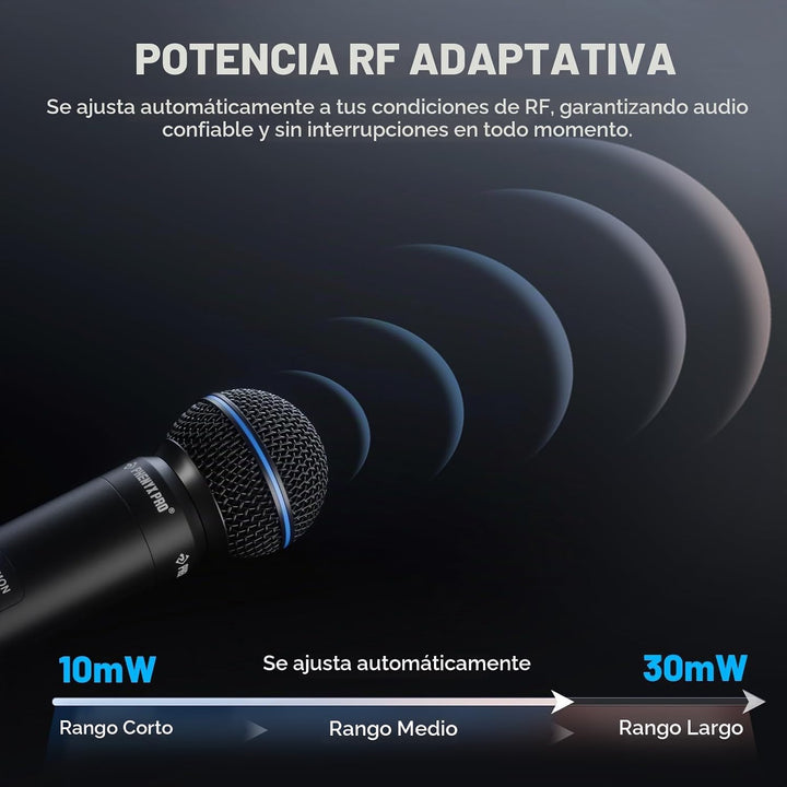 Phenyx Pro UHF Sistema de Micrófono Inalámbrico Inteligente, Micróf...