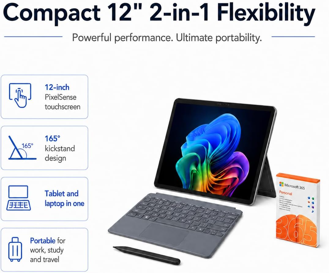 Microsoft Surface Pro Copilot+ AI PC de 12 pulgadas, Snapdragon X P...