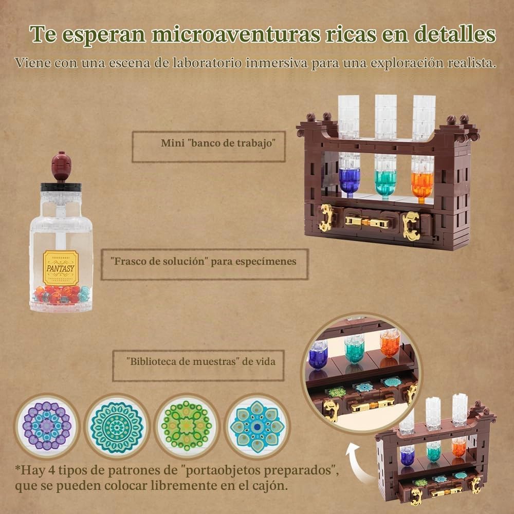 PANTASY - Kit de construcción de microscopio retro con acabado de latón antiguo para adultos