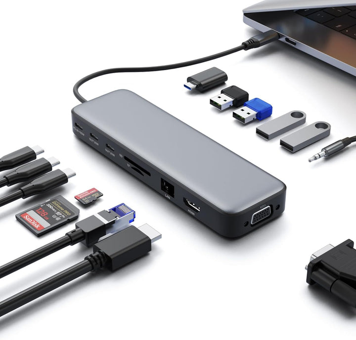 Estación de acoplamiento USB C Hub para laptop monitor