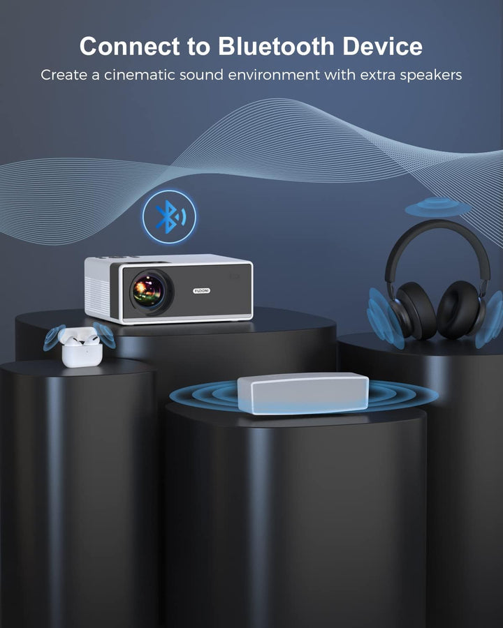 FUDONI Proyector con soporte WiFi y Bluetooth 4K, proyector de 300...