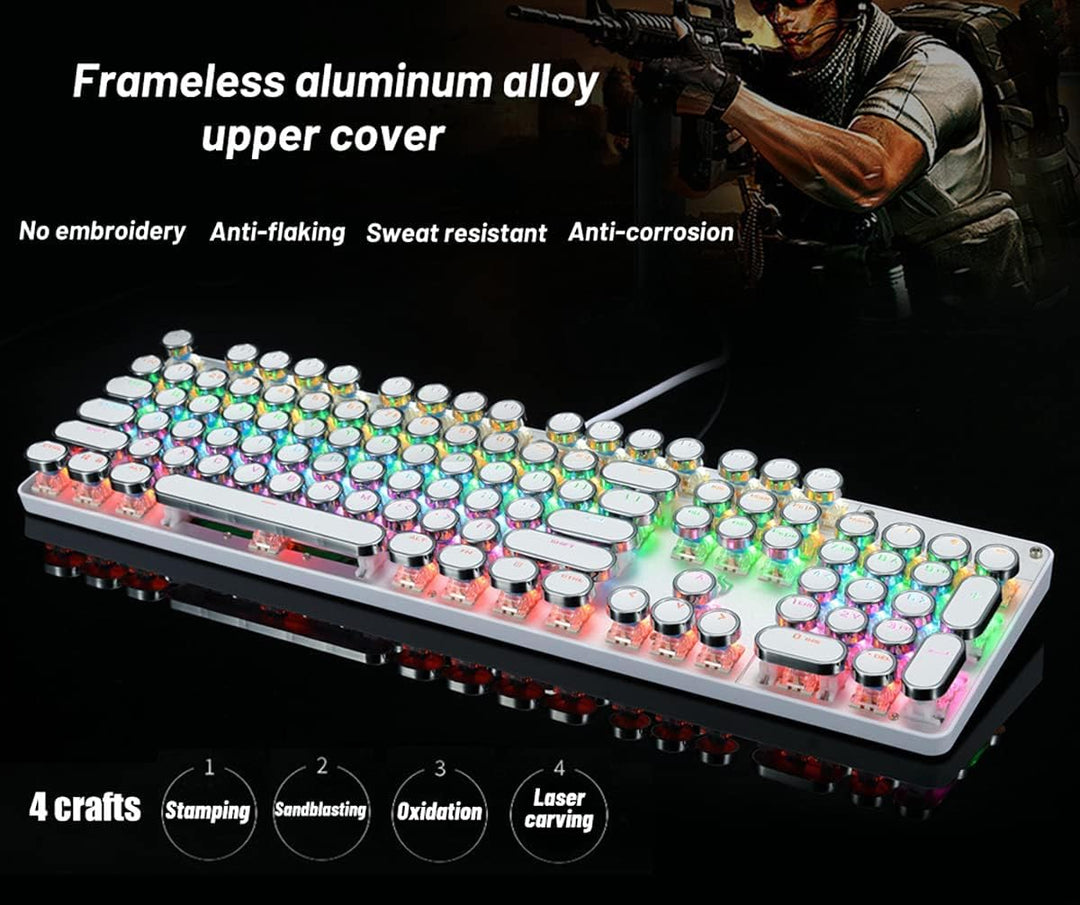 YSCP Teclado mecánico para juegos estilo máquina de escribir con re...