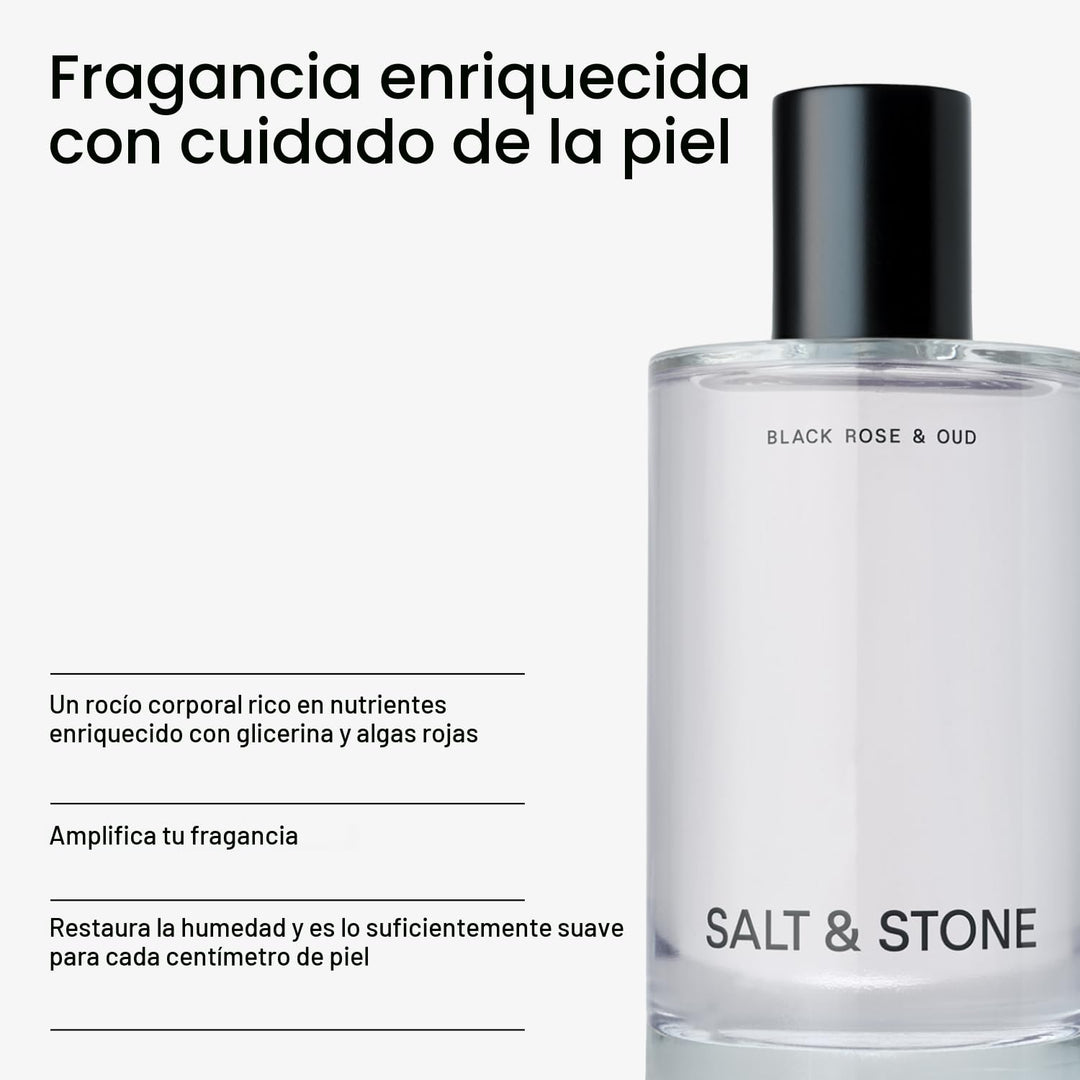 Salt &amp; Stone - Bruma corporal, aroma a rosa negra y oud, spray...