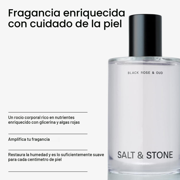 Salt &amp; Stone - Bruma corporal, aroma a rosa negra y oud, spray...