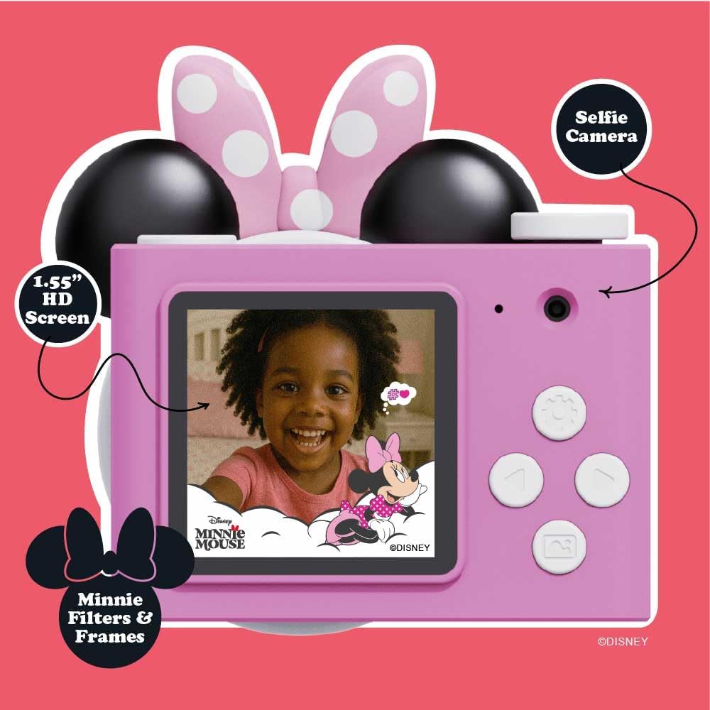 Cámara digital de juguete Minnie Mouse para niños pequeños y videoc...