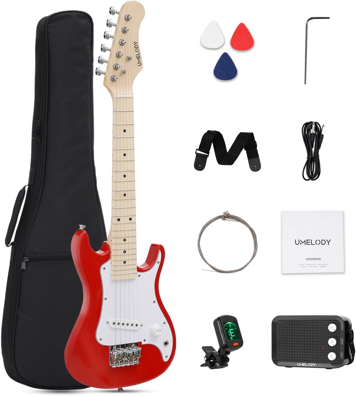 UST-70 - Kit de guitarra eléctrica para niños con amplificador, primera guitarra ideal para principiantes, guitarra ligera de 30 pulgadas para niños y niñas, divertido regalo de música para