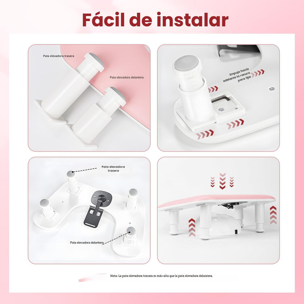 JODSONE Reposabrazos de manicura en forma de U rosa para uñas, Medium, Rosa-sin alfombrilla