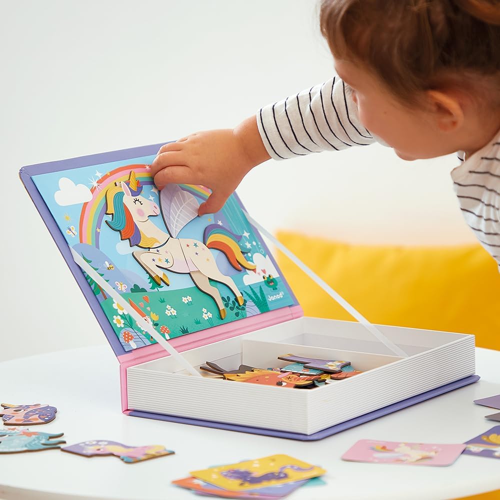 Janod - Magnéti'Book Unicornios - Juego educativo magnético 44 imanes + 10