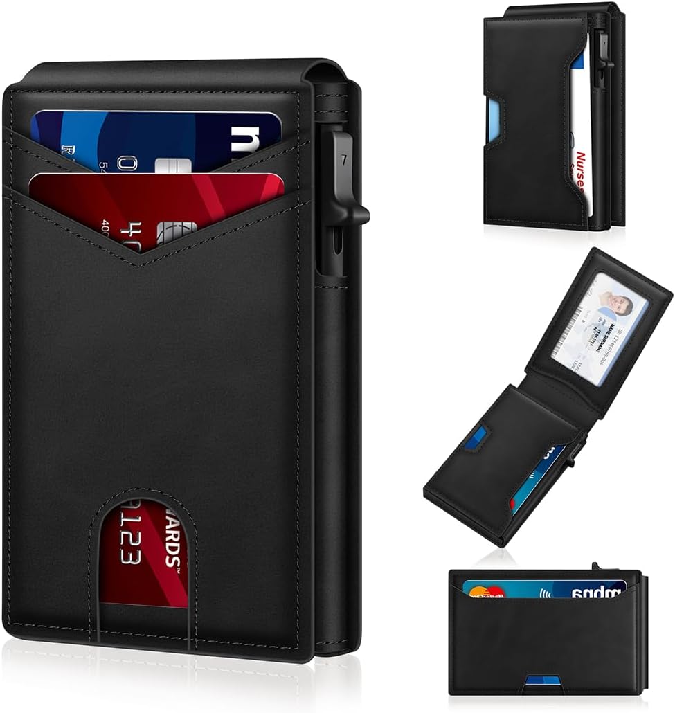 GHUKY Cartera minimalista para hombre, cartera delgada con bloqueo RFID