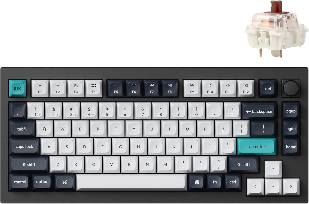Keychron Q1 Max RGB QMK/VIA Teclado mecánico personalizado, intercambiable en caliente, con botón programable de metal completo con interruptor Gateron Jupiter marrón, teclado de juegos de 2.4 GHz